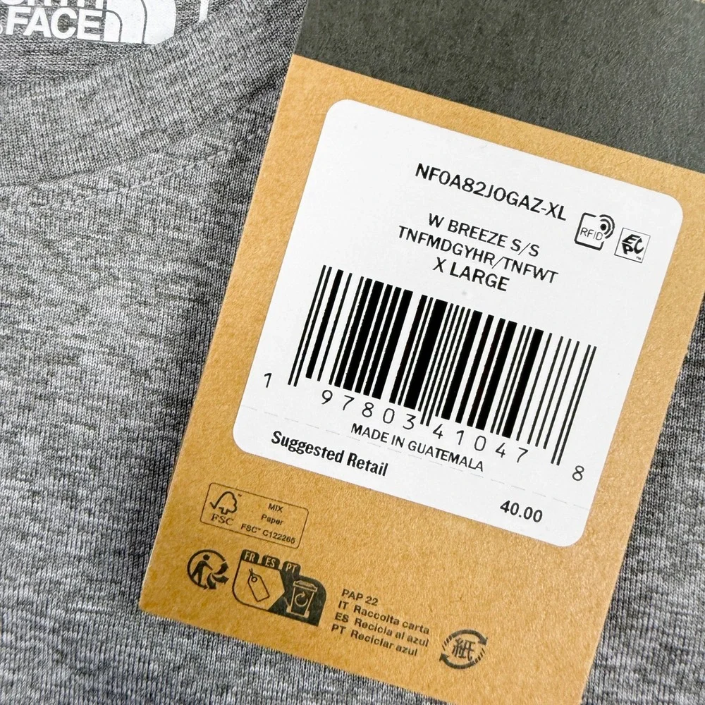 The North Face Women Breeze Flashdry Shirt Size XL Grey Heather Short Sleeve NEW - Picture 4 of 9